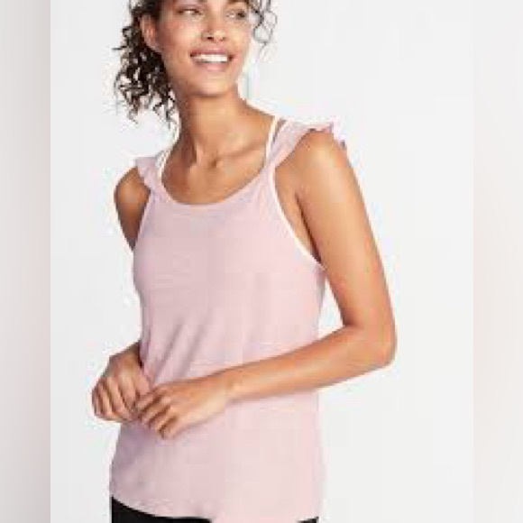 Breathe ON Relaxed Ruffle-Trim Tank Pink S - Picture 3 of 9